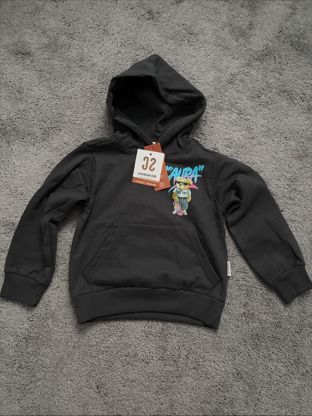 Sovereign Code Charcoal Hoodie with Skate Graphic